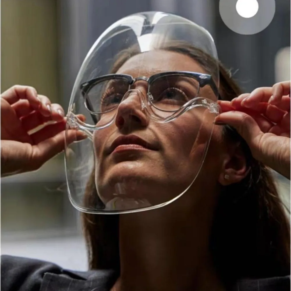 

2pcs Transparent Full Face Protective Mask Splash Proof Dust Proof Face Shield Glasses Fog Proof Breathable See Through Goggles