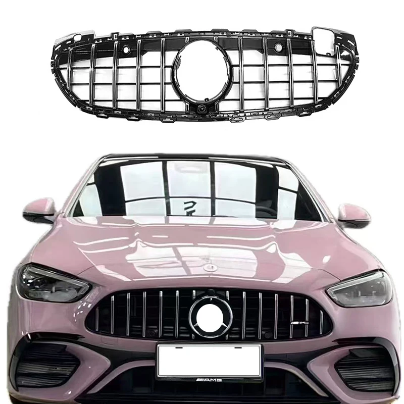 

Intelligent Library For Mercedes Benz C Class W206 Rear Auto GT Chrome Silver Vertical Front Bumper Durable ABS Material GT Gril