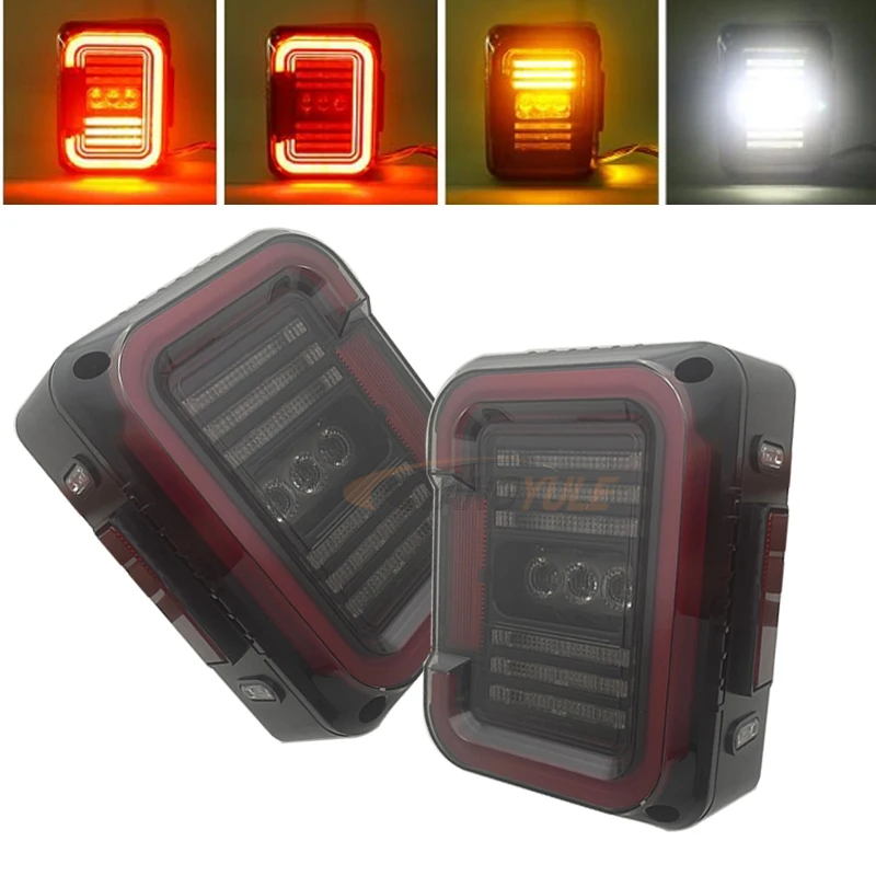 2pcs LED Taillight Rear Back Bumper Light Parking Back up Reverse Brake Tail Light Lamp For Jeep Wrangler JK 2007~2017