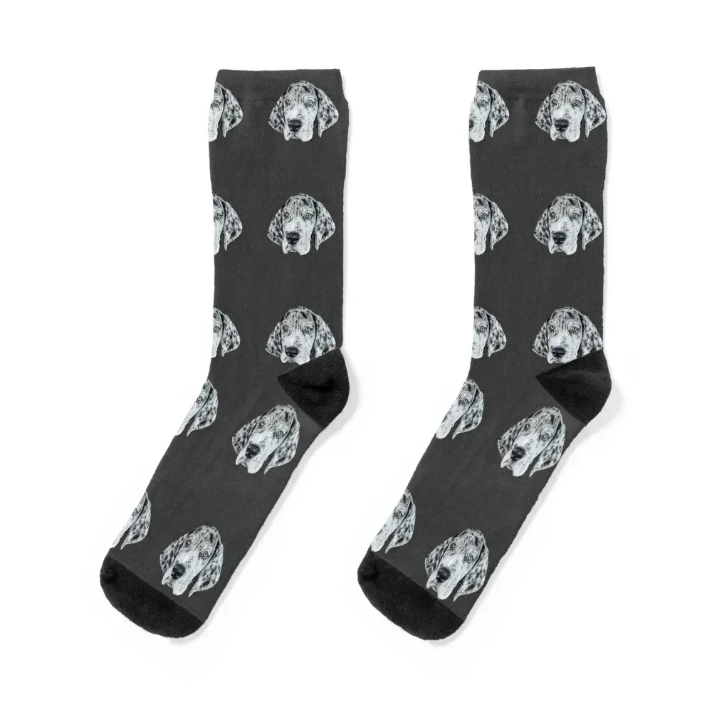 

Merle Great Dane Puppy Face Art Socks halloween colored Rugby Socks Women's Men's