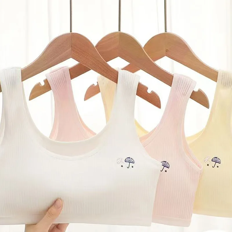 2 uds sujetadores para chicas adolescentes cómodos transpirables para estudiantes durante la pubertad sujetador de entrenamiento chalecos ropa interior transpirable para niños