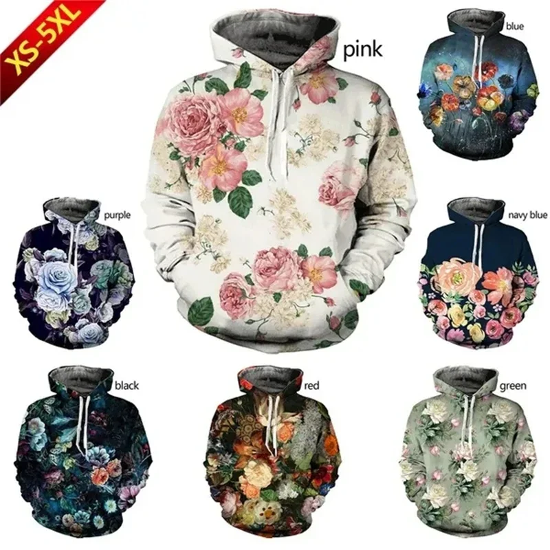

Colorful Fashion Flowers MenWomen's Hoodies Sweatshirt 3D Print Women Casual Couples Hooded Sweatshirts Female Women Clothing