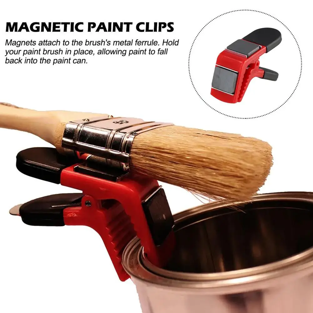 Magnetic Paint Clip Universal Clamp Double-sided Magnetic Paint Brush Tool Clip Magnet Hardware Plastic E9P4