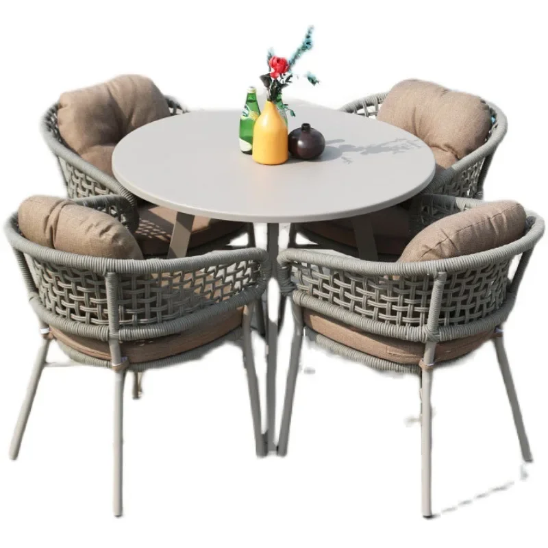

chairs courtyard villa garden balcony leisure rattan chair aluminum alloy rattan waterproof dining table and chair combination