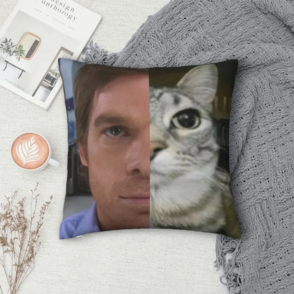 ديكستر مورغان القط الثالوث المخدة الطباعة النسيج غطاء الوسادة هدية رمي كيس وسادة غطاء سيارة انغلق 40X40cm