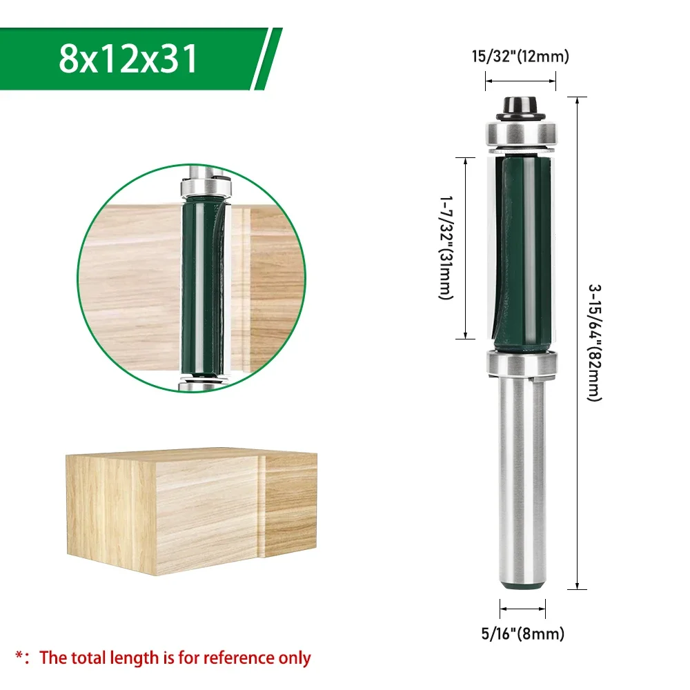 AURWOF 8mm Schaft Ober- und Unterlager Fräser, Hartmetall-Holzschablonenfräser für Kantenbearbeitung 13mm-38mm – Detail 11