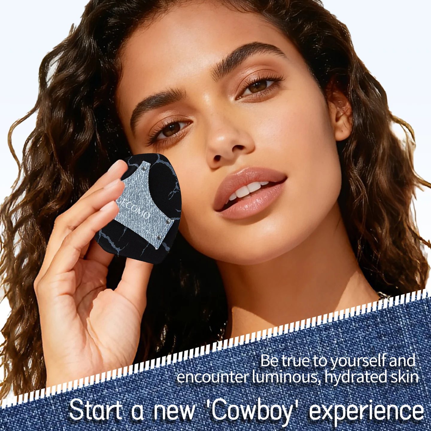 2PCS 데님 메이크업 파우더 퍼프 세트 부드러운 피부 친화적인 건식 및 습식 이중 용도 스펀지 쿠션 리퀴드 파운데이션용