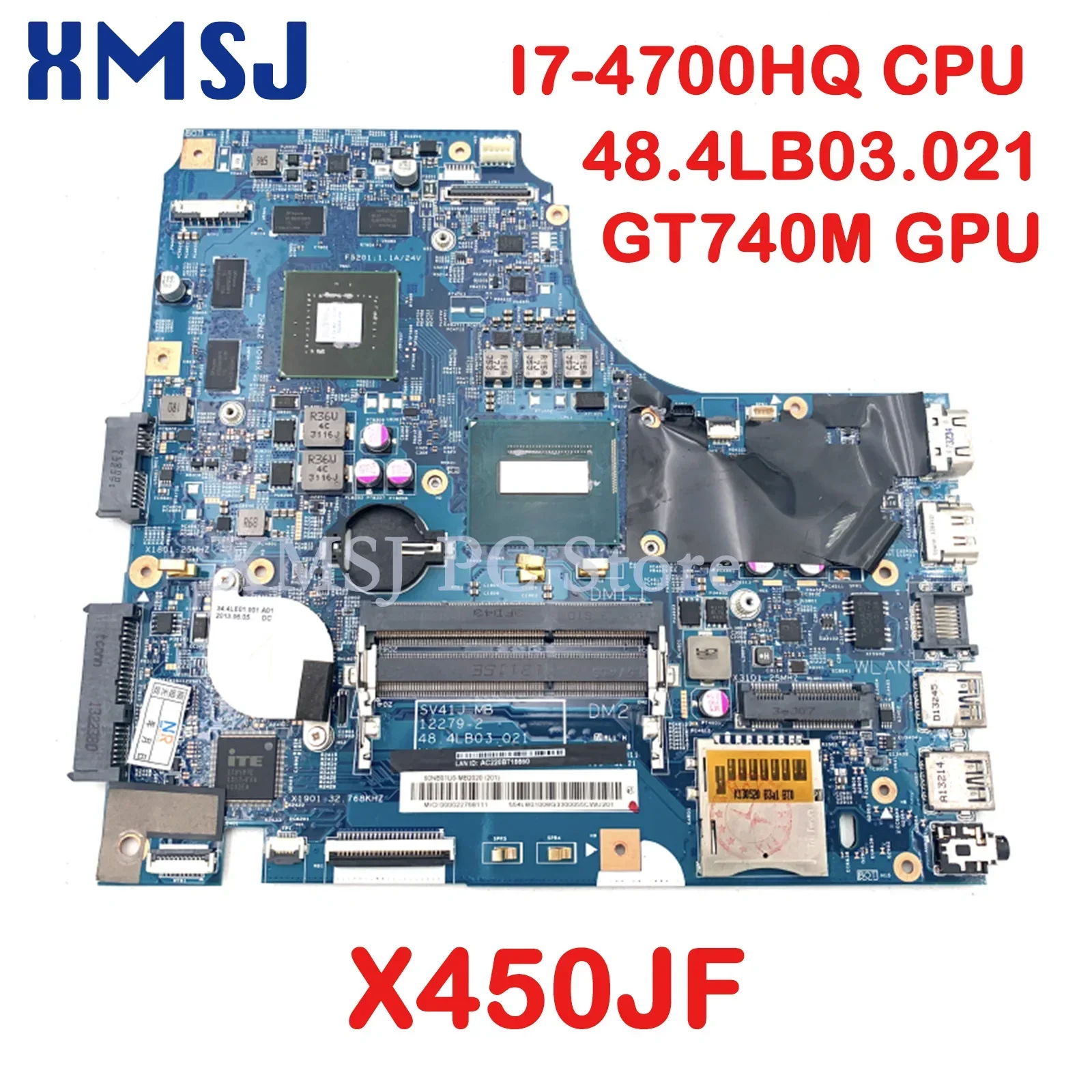 

XMSJ For ASUS X450 X450JN X450JF Laptop Motherboard SV41JN 13320-1 12279-2 X450JB Mainboard I5/I7-4th CPU EDP or LVDS 100% Test