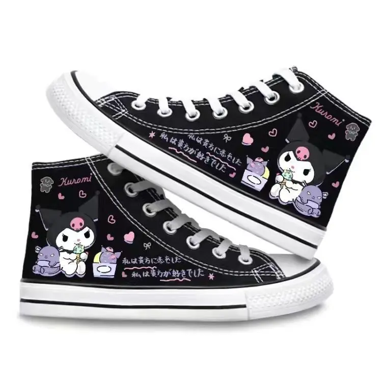 

Summer Kuromi Shoes Kawaii Anime My Melody Sanrioed Cartoon High Top Canvas Shoes Girl Heart Students Casual Shoes Gift for Kids