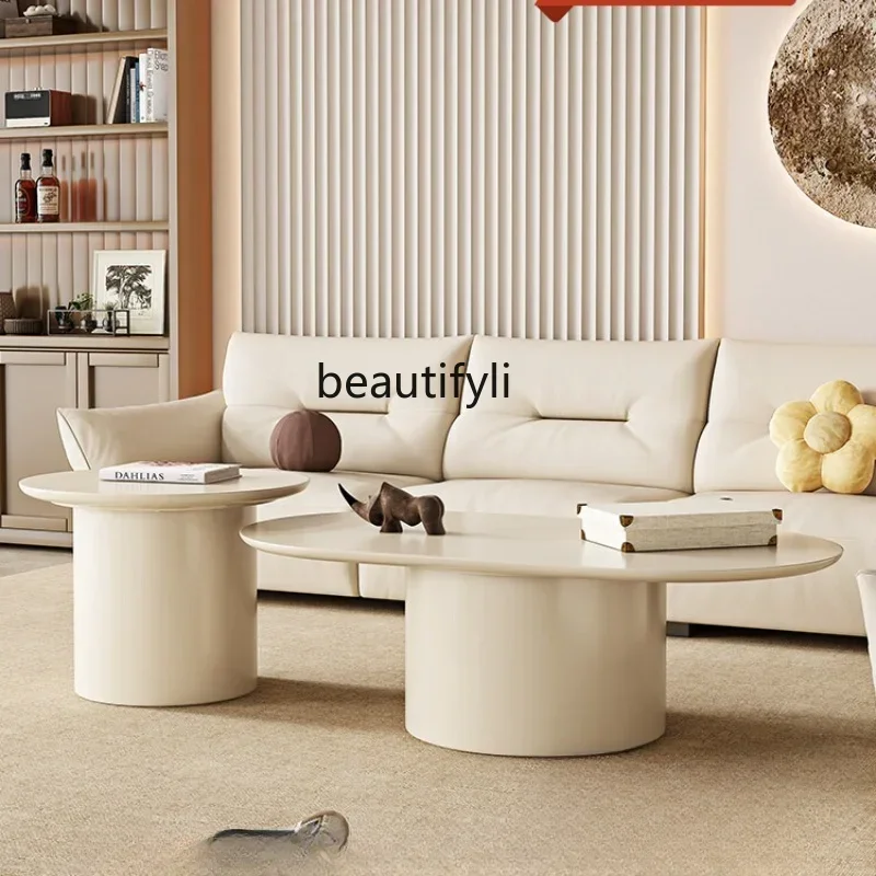 

cc1820Modern Simple Baking Finish Tea Table Custard Simple Living Room Small Apartment round Balcony Table Small Coffee Table