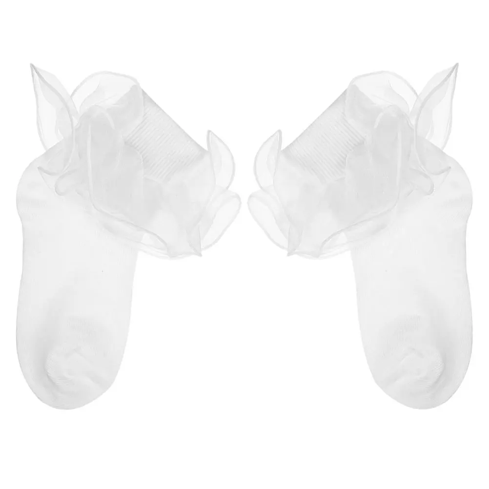 

1Pair Girls Lace Socks Ruffle Trimmed Cotton Thin Breathable Spring Occasions 4-6 Years Old Socks Ruffle