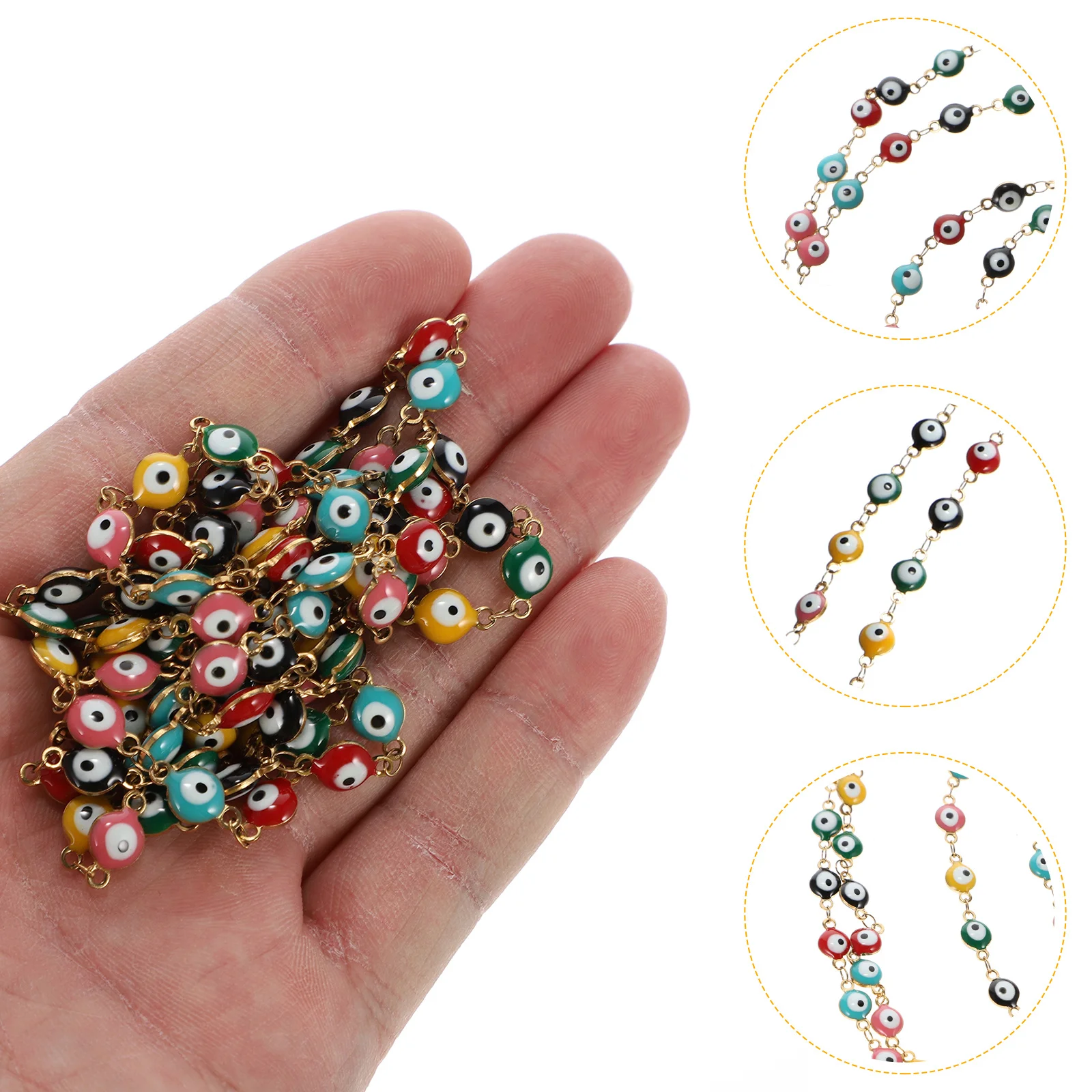 

1M Colorful Bead Chain Evil Eye Link Stainless Steel Diy Craft Jewelry Accessories Beads Handmade Bracelet Supply