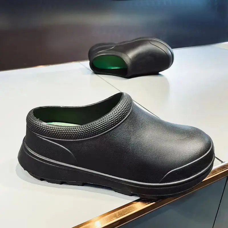 Men's Chef Shoes Black Kitchen Work Waterproof Oil-resistant Anti-slip Wear-resistant Slip-on Labor Protection Work Shoes
