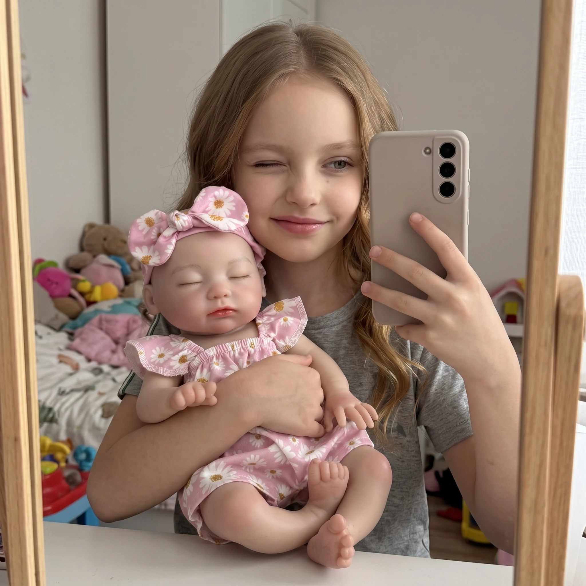 

13 Inch Closed Eyes Bald Reborn Baby Girl Doll, Full Soft Silicone Real Touch Handmade Lifelike Newborn Collectible Gift Toy
