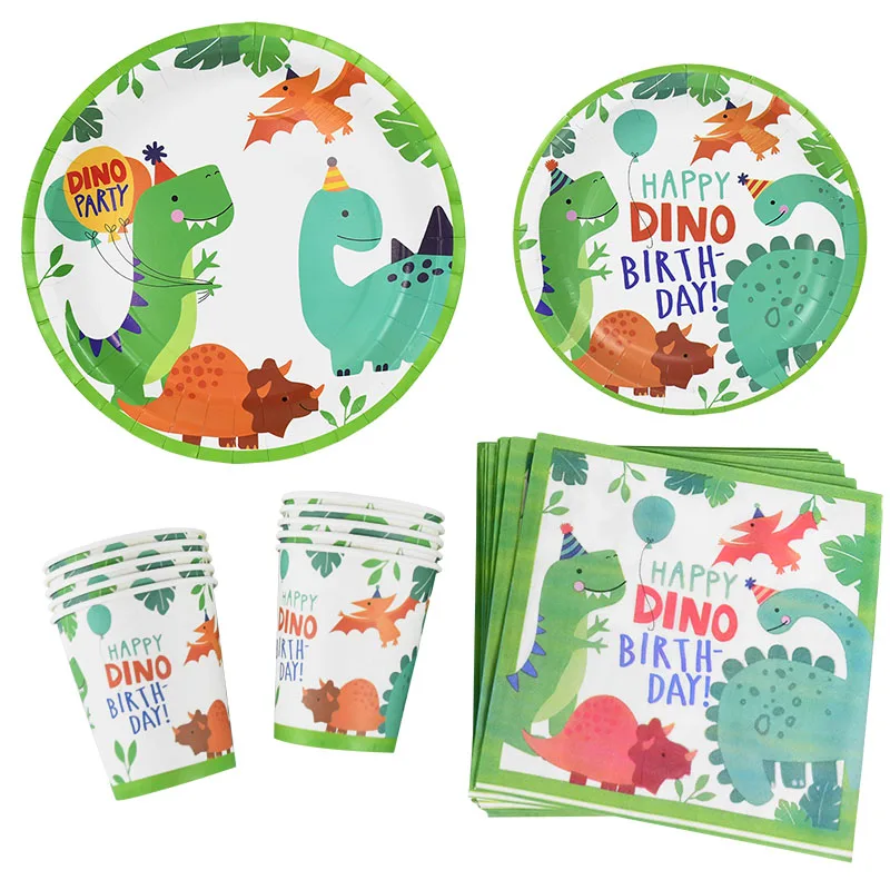 

Dinosaur Birthday Party Decoration Disposable Tableware Paper Plate Cup Napkin Boy Kids Gift Jungle Birthday Supplies