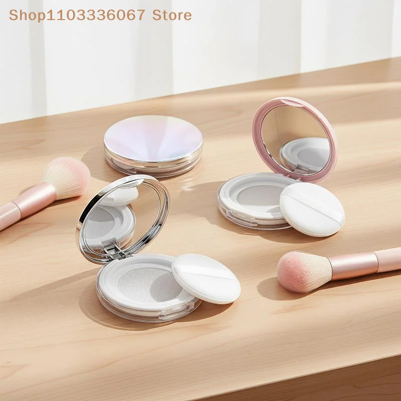 3-5g Portable Loose Powder Box With Mirror & Puff Ultra-thin Plastic Cosmetic Case for Travel Touch Up Makeup Gifts for Women