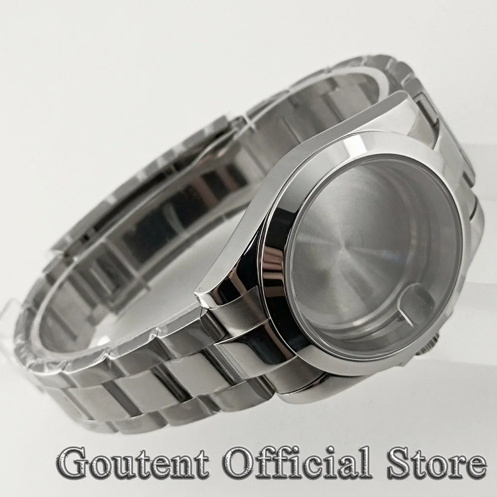 Imagem -04 - Goutent 36 39 mm Caixa de Relógio Masculino Prata Cristal Safira Ajuste Nh34 Nh35 Nh36 Eta 2824 Pt5000 Movimento Automático