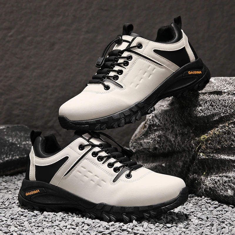 

2025 New Men's Korean Style Low-Top Hiking Shoes - Versatile Casual Trekking Shoes with Elastic Band Outdoor Travel Sneakers