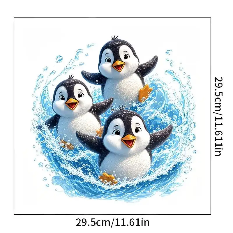 Cute Swimming Penguin Toilet Sticker Waterproof Bathroom Wall Sticker Self-Adhesive Removable Decals Home Decor