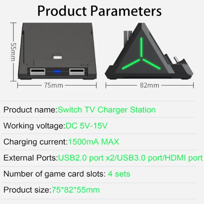 Charging Dock for Nintendo Switch and Switch OLED, Portable TV Dock with 4 K HDMI and USB-C PD Power Station with USB 3.0 Ports
