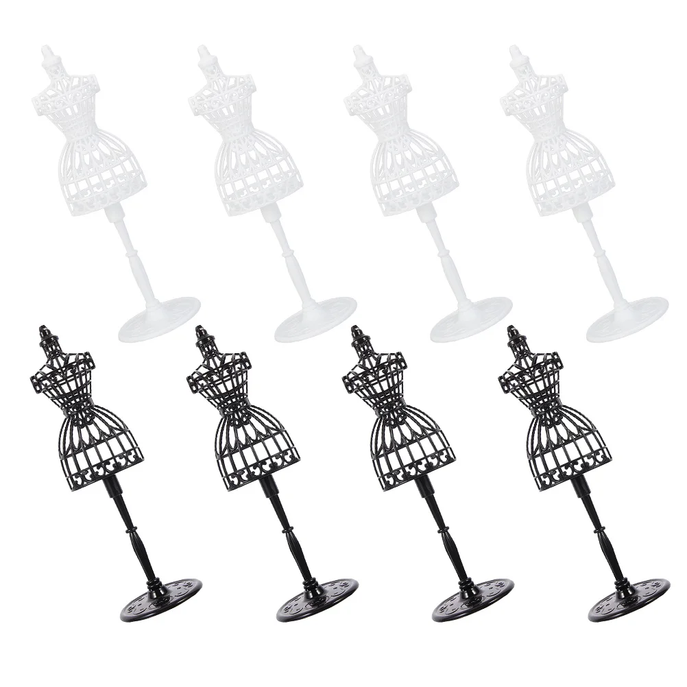 8 pezzi in plastica per manichino femminile, supporto per esposizione, mini supporto per vestiti, supporto per abbigliamento, accessori per casa delle bambole