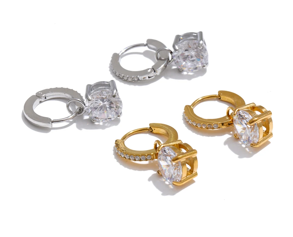 Yhpup Edelstahl-Ohrringe mit quadratischem Zirkonia-Besatz, hochwertig, täglich schick, als Geschenk geeignet, ästhetisch, exquisiter Schmuck – Detail 2