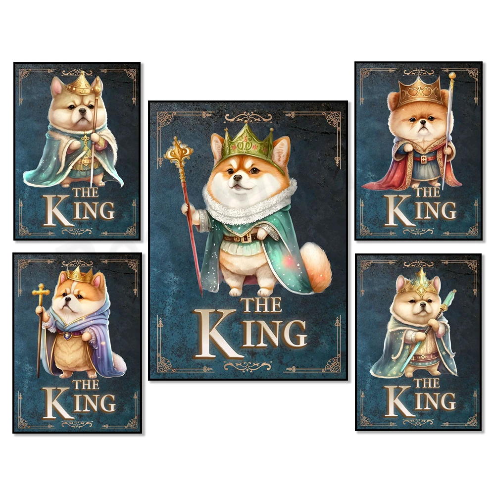 

Funny king of dogs vintage animal royal dog poster print wall art picture for living room home decor