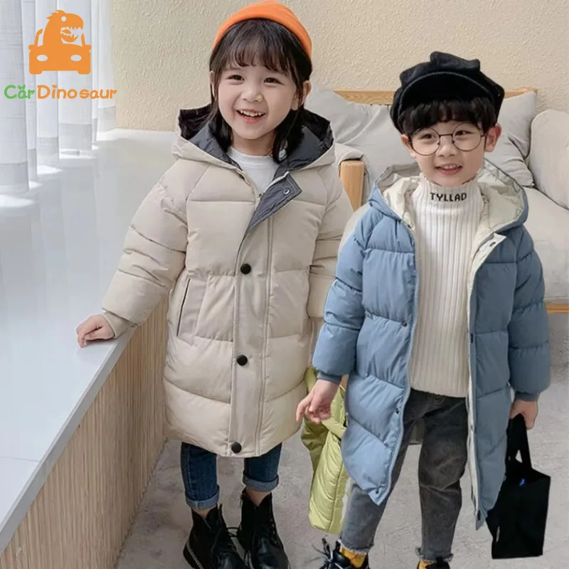 2025 Winter Warm Children Jacket Cotton Thick 3 4 5 6 7 8 10 12 Years Kids Outerwear Coat Baby Boys Girls Hooded Down Jacket