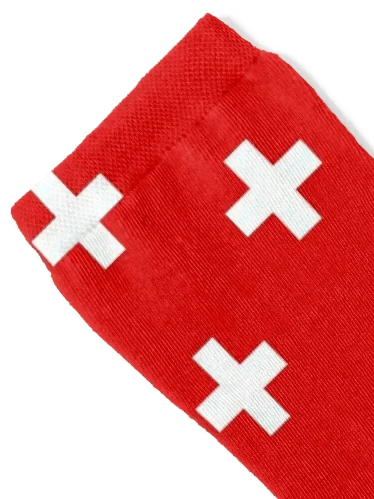 Swiss Flag - I Love Switzerland - White Cross T-Shirt Socks compression loose Hiking boots heated Socks Women Men's