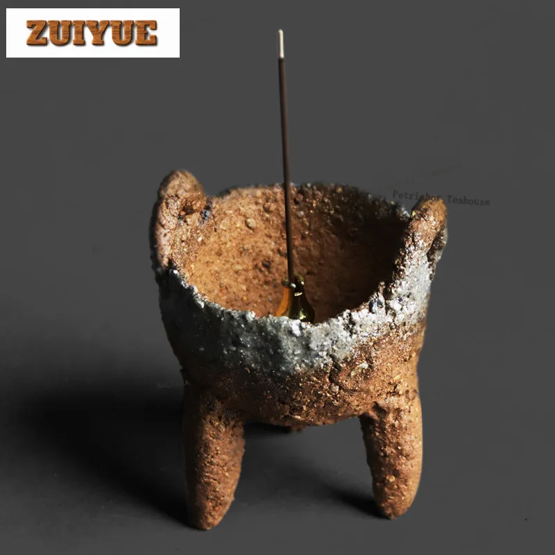 Rock Mineral Pottery Clay Handcrafted Incense Holder Diffuser Incense Burners Consecrate Censer Buddhism Supplies Ornaments