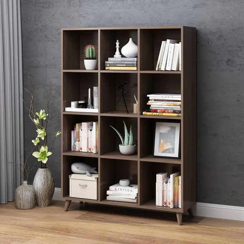 Solid wood bookcase free combination lattice cabinet floor dust-proof children's low bookshelf TV cabinet living room storage ca