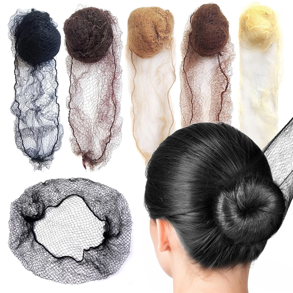 20pcs Invisible Nylon Hair Nets, Durable Disposable Ballet Bun Cover Snoods, 5mm Elastic Edge Mesh for Dance & Performance