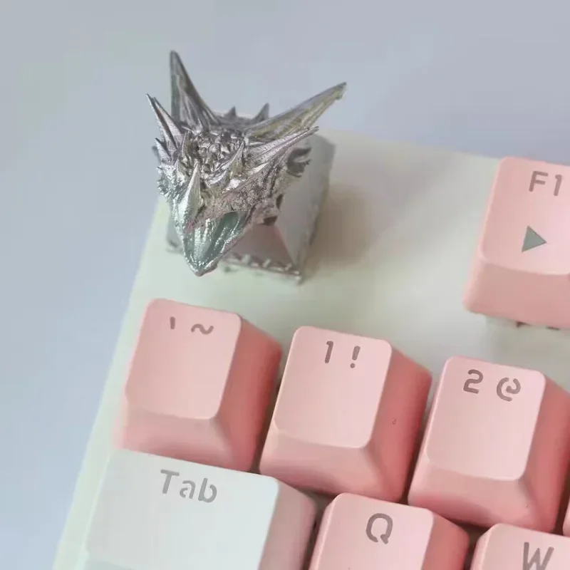 Artisan Keycap Resin Monster Hunter Silver Fire Dragon Silver Personalized Mechanical Keyboard Keycap Pc/gaming Accessories gift