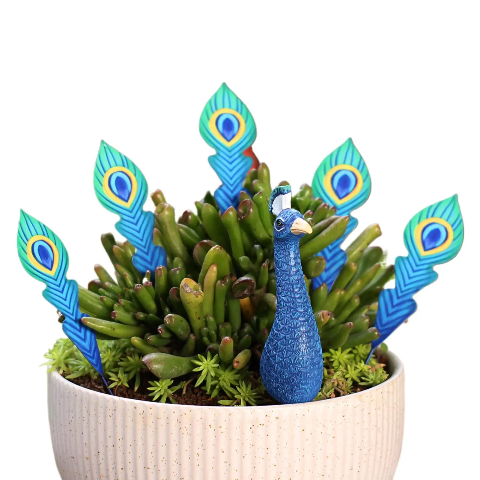 Decorative Peacocks Garden Stake Blue Bird Planter Stakes With Detachable Tail UV Resistant Garden Decor For Patio Lawn Porch