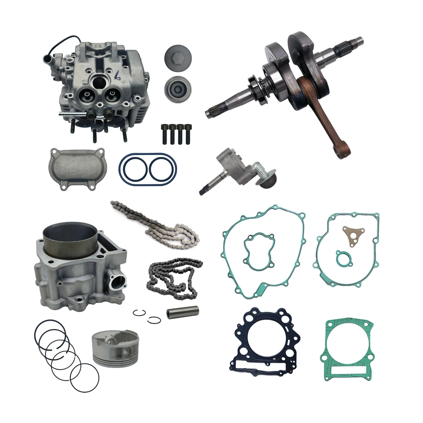 

Cylinder Head (Carburetor Status ) ，Cylinder Kit ，Crankshaft，Oil Pump，Chain，Full Set Gasket For Hisun 700 ATV UTV