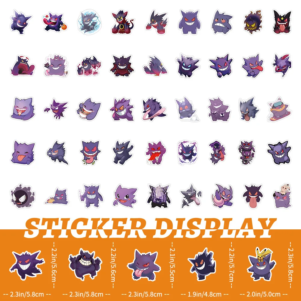 10/30/50PCS Pokemon Cartoon Gengar Stickers Cute Decals Toys Skateboard Phone Laptop Fridge Car PVC Waterproof Graffiti Sticker