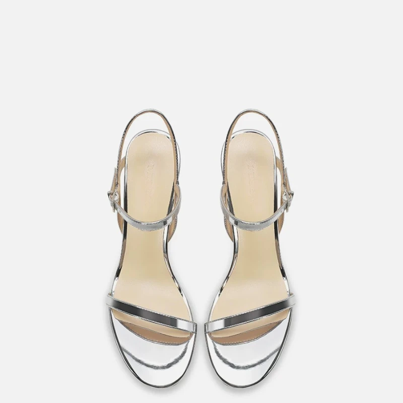 New Summer Silver Straw High Heels for Women, Sexy and Versatile, Open toed, Fine Heels, Exquisite Sandals