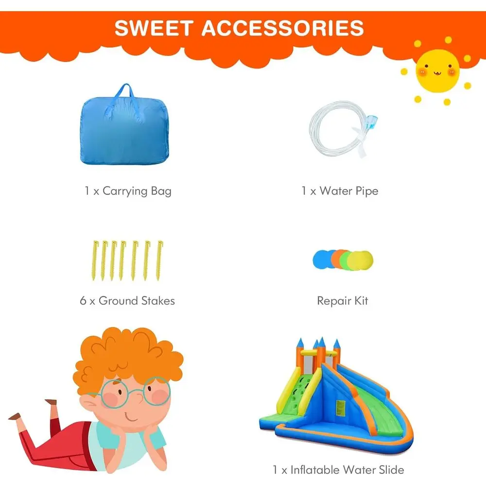Dmuchana zjeżdżalnia wodna, gigantyczny park wodny z długą zjeżdżalnią, ścianą do wspinaczki i dużym basenem do zabawy, dmuchany element do użytku na zewnątrz