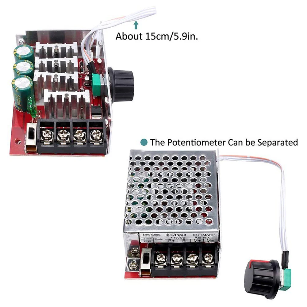 7-70V PWM DC 30A Speed Regulator Control Governor Switch High Power Motor Speed Control Regulator Motor Speed Controller Switch