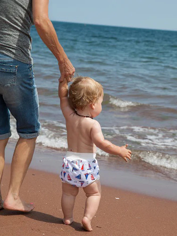 

WizInfant XL Baby Swimming Diapers High Waist Cartoon Printed Velour Leakproof Swim Trunks Reusable Training Pants Soft