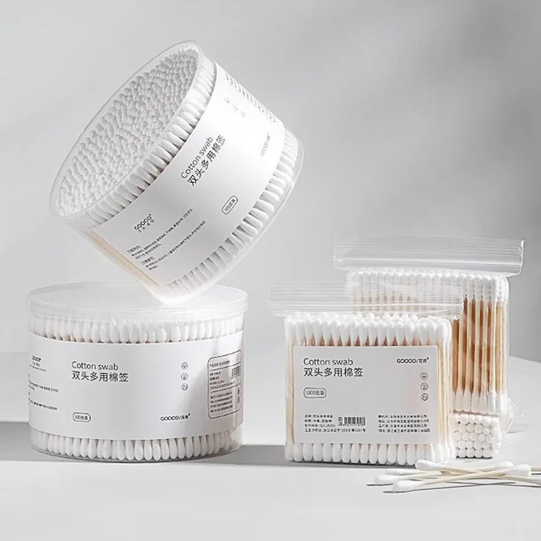 أعواد قطنية برأسين لمكياج الأذن، مسحة حشا للاستعمال مرة واحدة، مغرفة أذن صغيرة رفيعة حلزونية مستديرة الرأس، خاصة بالقطن #4