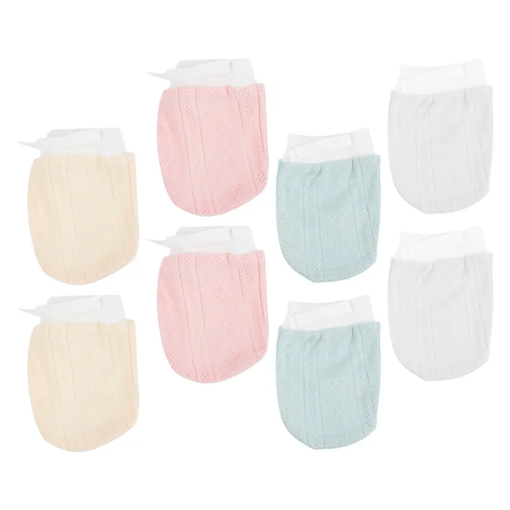 

4 пары детских варежек для новорожденных, варежки без царапин для младенцев, для девочек и мальчиков, мягкие, удобные, дышащие, безопасные, не царапающие кожу