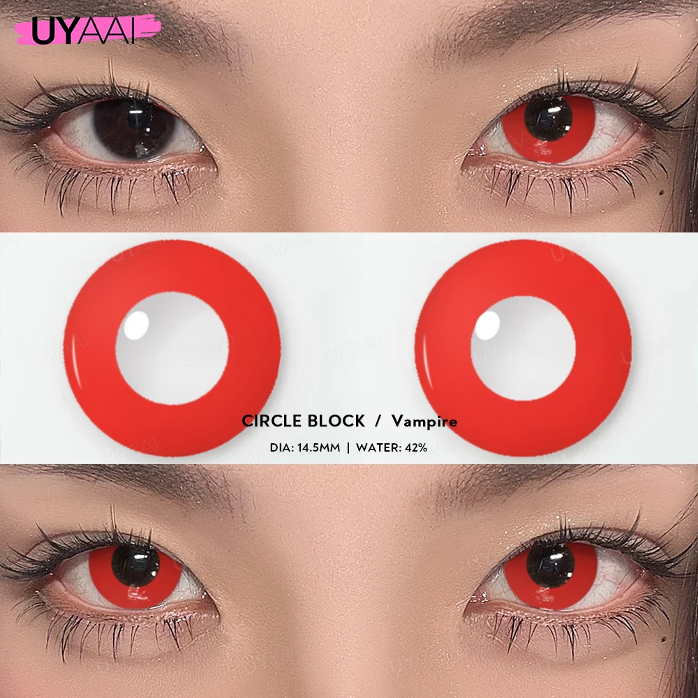 UYAAI 1 Pair Cat Eyes Crazy Lenses Vampire Lenses for Halloween Cosplay Eye Contacts White Lenses Anime Black Colored Lenses