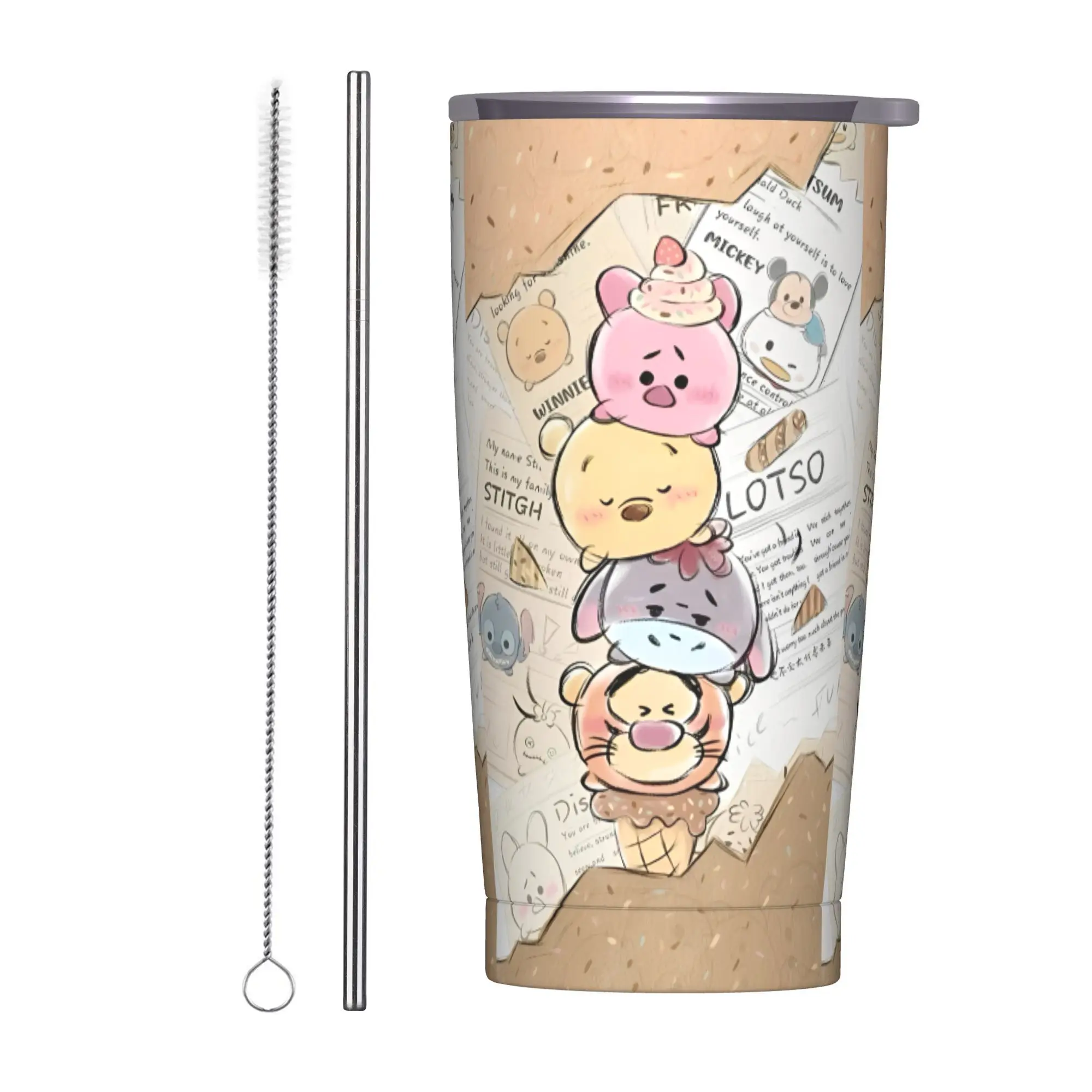 

Winnie the Pooh 20oz Tumbler Stainless Steel Double Wall Vacuum Insulated Tumblers Cup With Straw