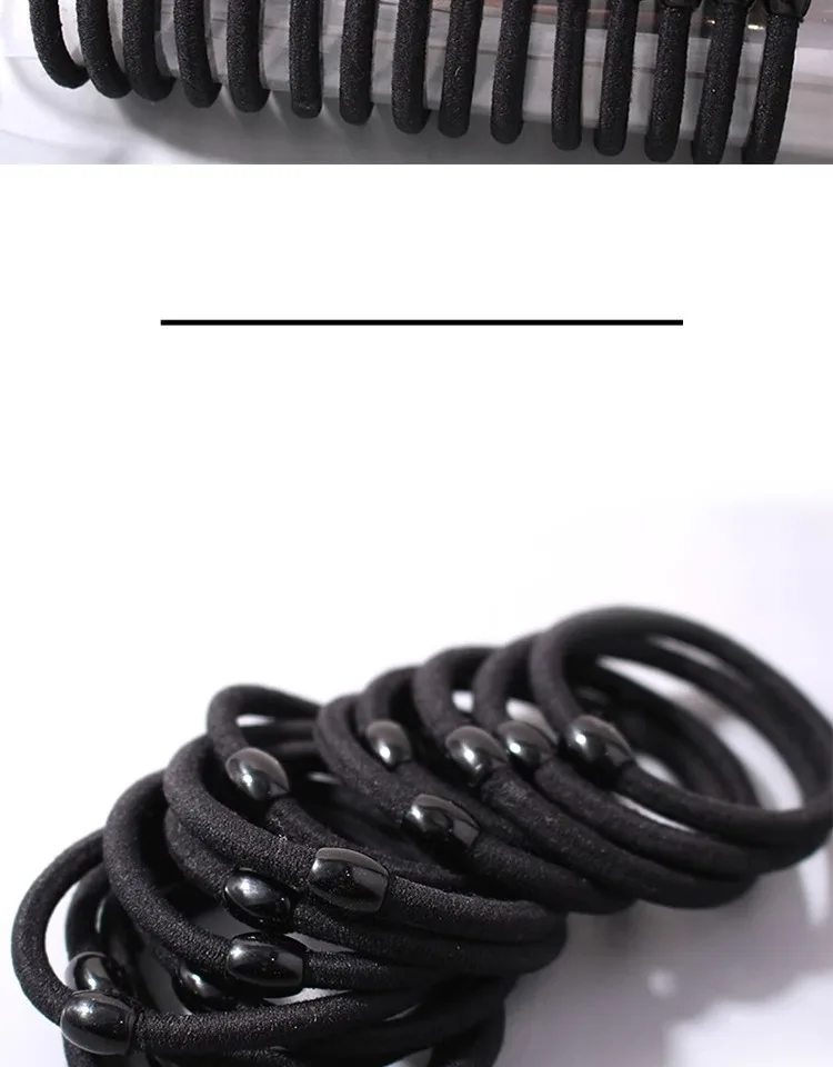 100/200 Stück Verstärkte Hochelastische Schwarze Haargummis für Damen, Stilvolle Einfache Haarbänder, Langlebige Haarbänder für Erwachsene – Detail 8