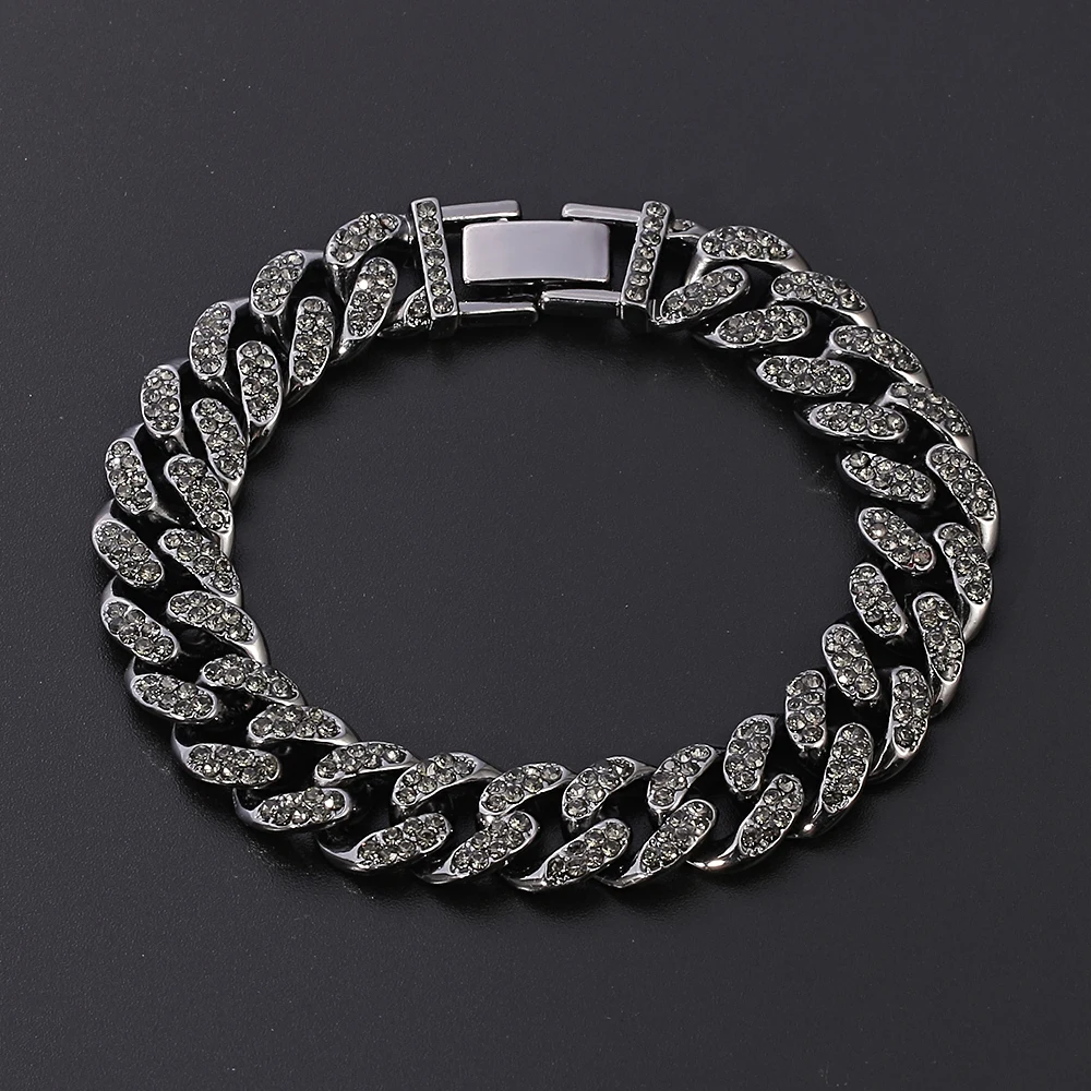 Iced Out Bracelet New Fashion Delicate Luxury Cuban Chain Bling ferrous Silver Color Trendy Exquisite Jewelry Men Women Hip Hop