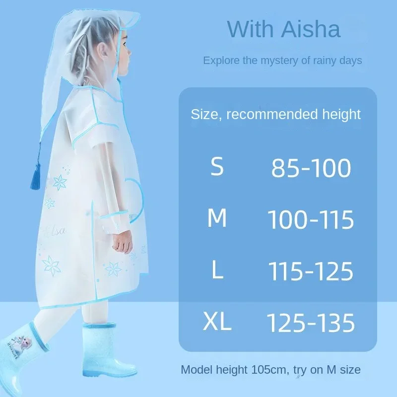 Frozen Princess Elsa cartoon cute children\'s cape raincoat creative kawaii waterproof transparent poncho rain gear wholesale