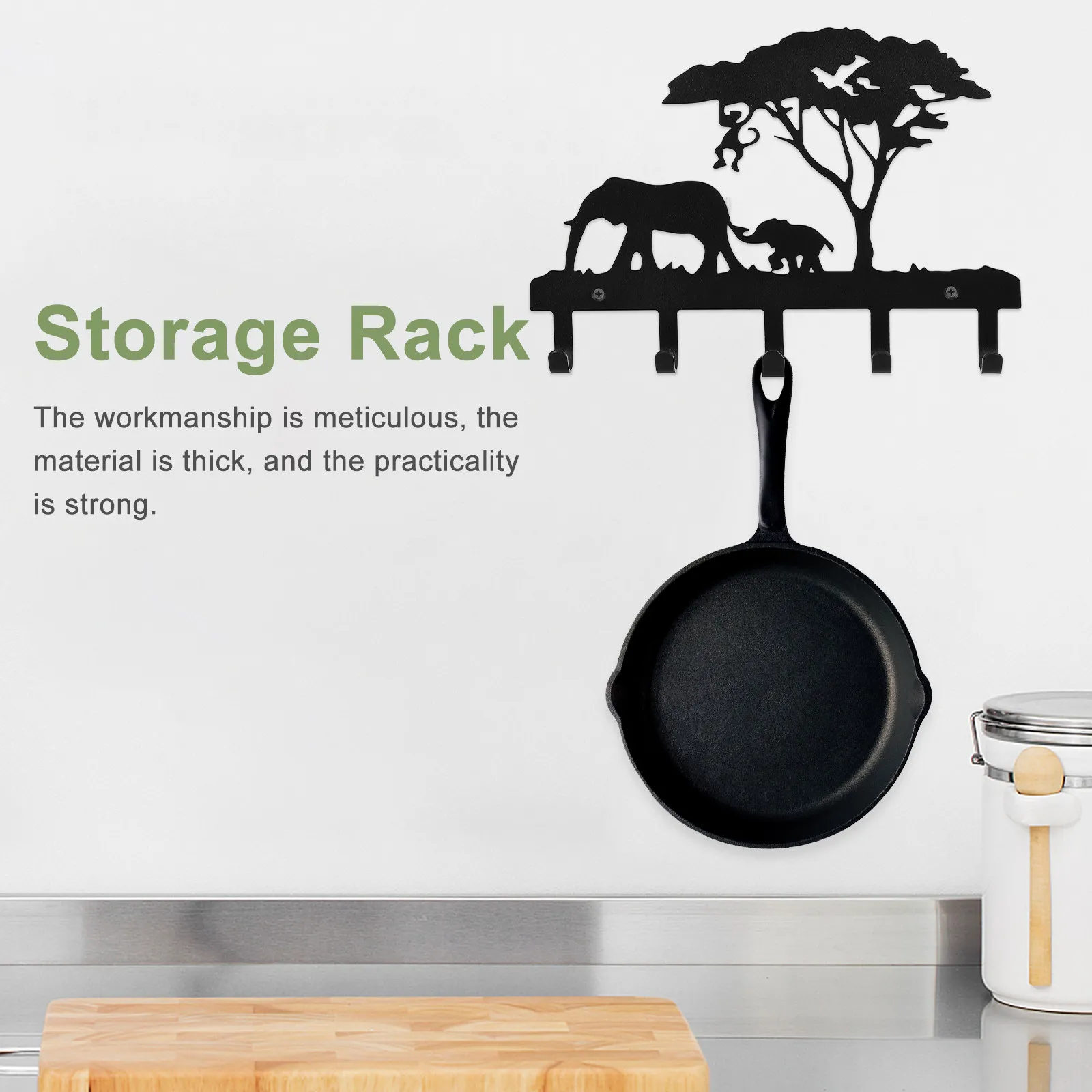 1Pcs Premium Iron Animal Theme Clothes Hook Elephant Pattern Wall Hanger for Home Decor Storage Space Saving Hat Towel Coat