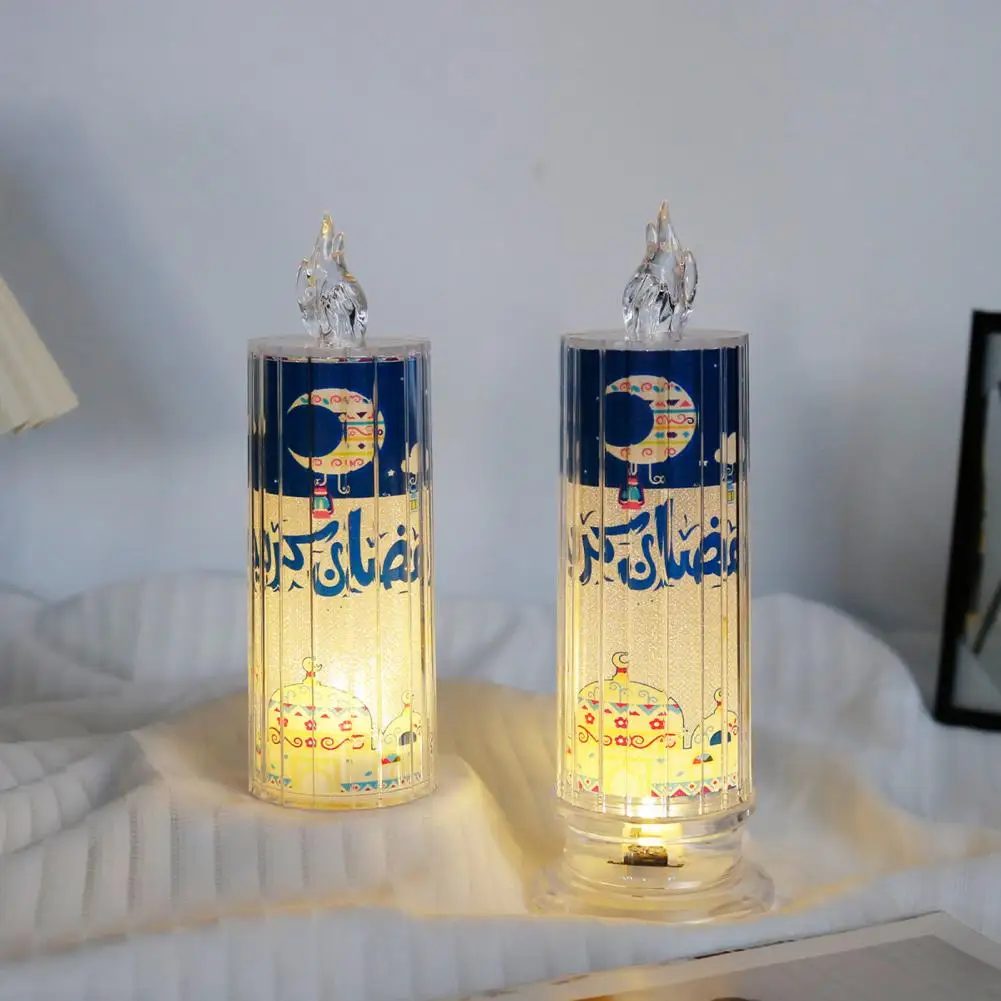 

Ramadan Menorah Candle Light Battery-operated Star Moon Lamp Elegant Lampshade Candle Table Lamp for Ramadan Eid for Ramadan