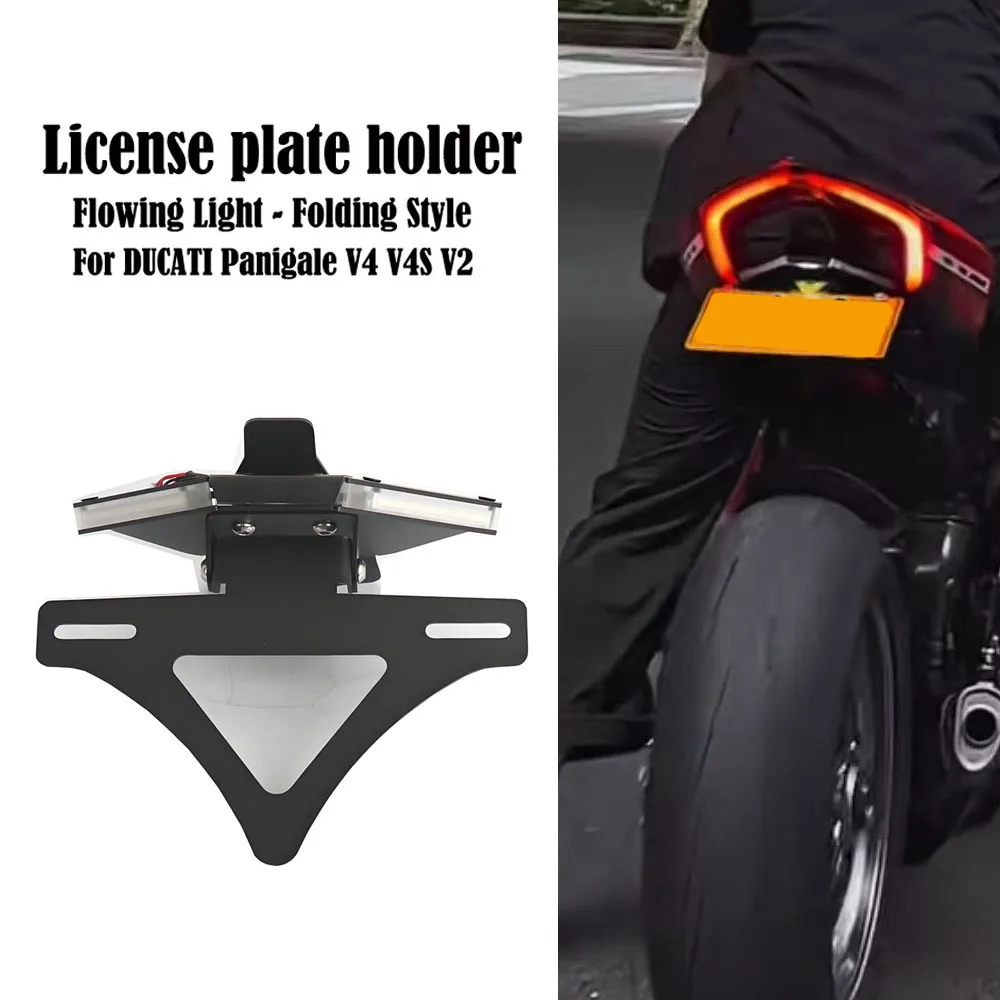 

Motorcycle License Plate Holder LED Light Tail Tidy Fender Eliminator For DUCATI Panigale V4 V4S Streetfighte V4 V2 2018-2024